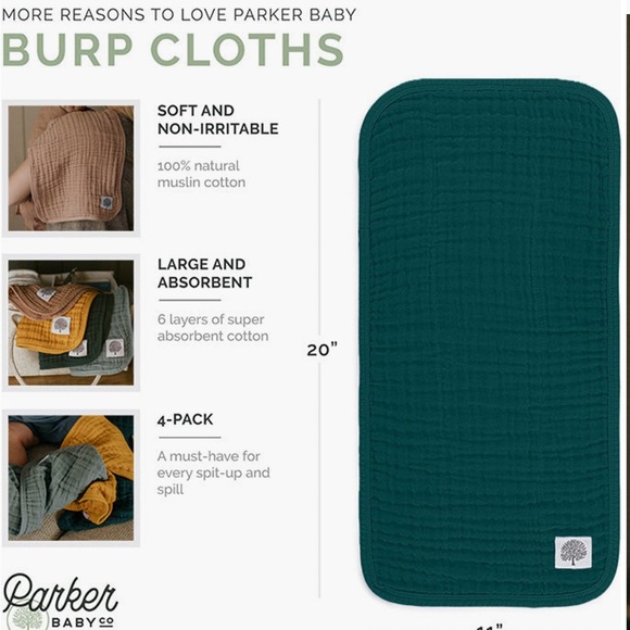 Muslin Cotton Burp Cloths 4 pack/4colors - Picture 4 of 4